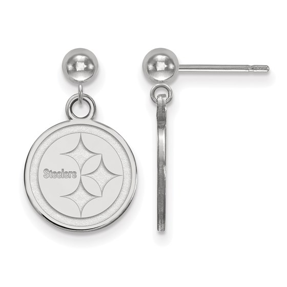 Sterling Silver Pittsburgh Steelers Dangle Ball Earrings Sterling Silver Pittsburgh Steelers Dangle Ball Earrings